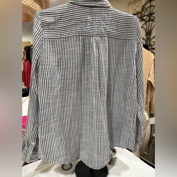 Style & Co. Women's Black and White Striped Button Down Shirt-#1097 - Picture 4 of 8